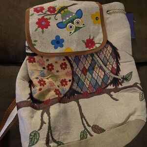 Colorful Owl Patterned Women's bag pack